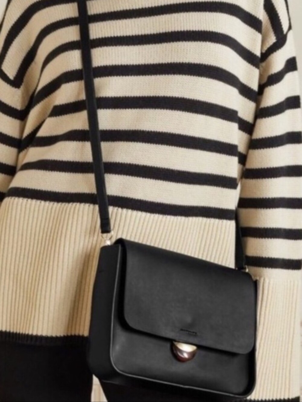 NWT Loeffler Randall Lourdes Turned Out Black Leather Flip Top Crossbody Bag